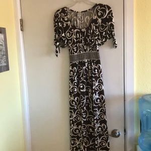 Women’s tie-back brown midi dress